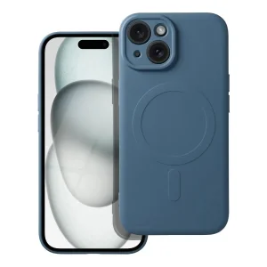 Силиконов калъф Mag Cover за iPhone 15, Син