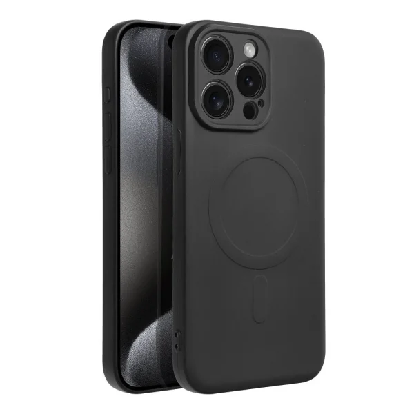 Silicone Mag Cover case for iPhone 15 Pro Max, Black 2