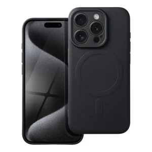 Силиконов калъф Mag Cover за iPhone 15 Pro Max, Черен