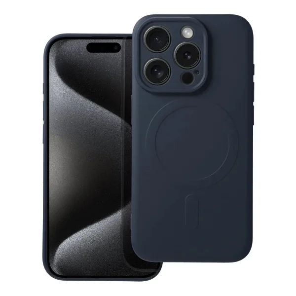 Silicone case Mag Cover for iPhone 15 Pro Max, Dark blue 1