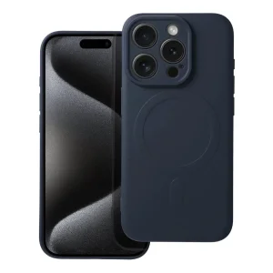 Силиконов калъф Mag Cover за iPhone 15 Pro, Тъмно син