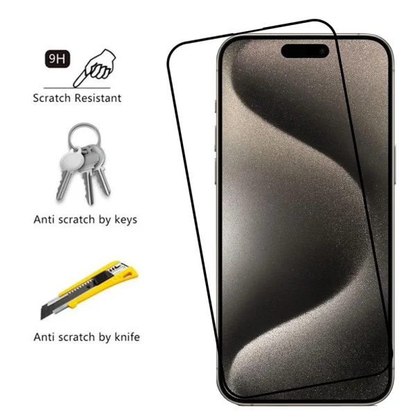 Veason 6D Pro Full Glue Tempered Glass for iPhone 15 Pro Max, Black 3