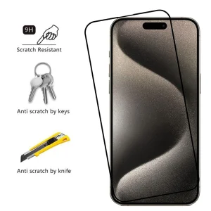 Veason 6D Pro Full Glue Tempered Glass for iPhone 15 Pro Max, Black 3