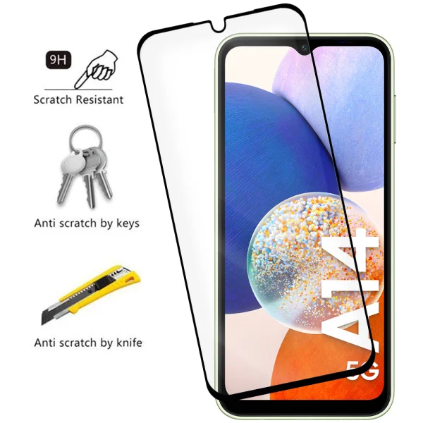 Veason 6D Pro Full Glue Glass Screen Protector for Samsung Galaxy A14, Black 3