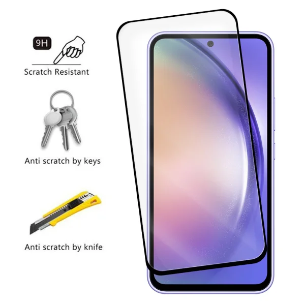 Glass Screen Protector Veason 6D Pro Full Glue for Samsung Galaxy A54 5G, Black 3