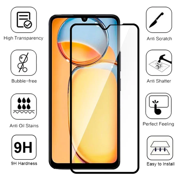 Glass protector Veason 6D Pro Full Glue for Xiaomi Redmi 13C, Black 2