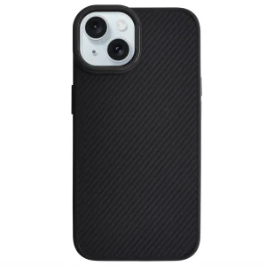 Удароустойчив калъф Premium Carbon за iPhone 15 Plus, Черен