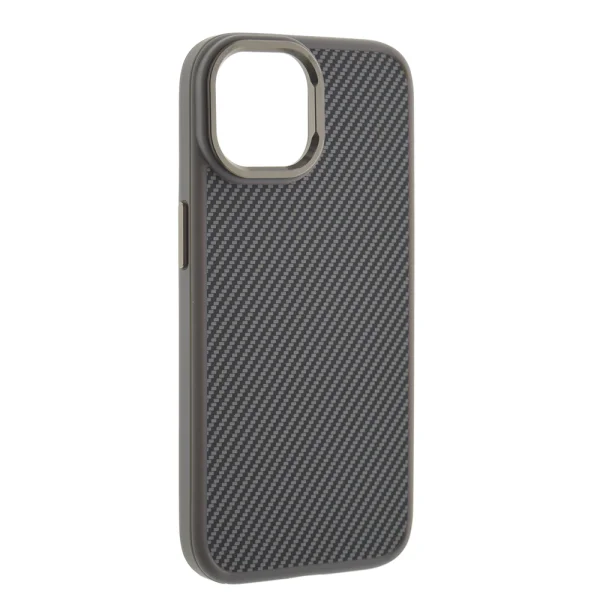 Удароустойчив калъф Premium Carbon за iPhone 15, Titanium сив 4