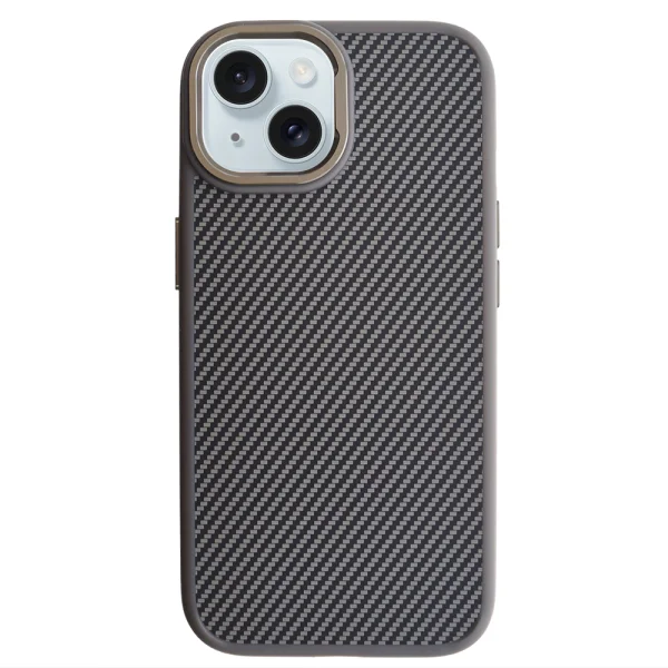 Удароустойчив калъф Premium Carbon за iPhone 15, Titanium сив 1