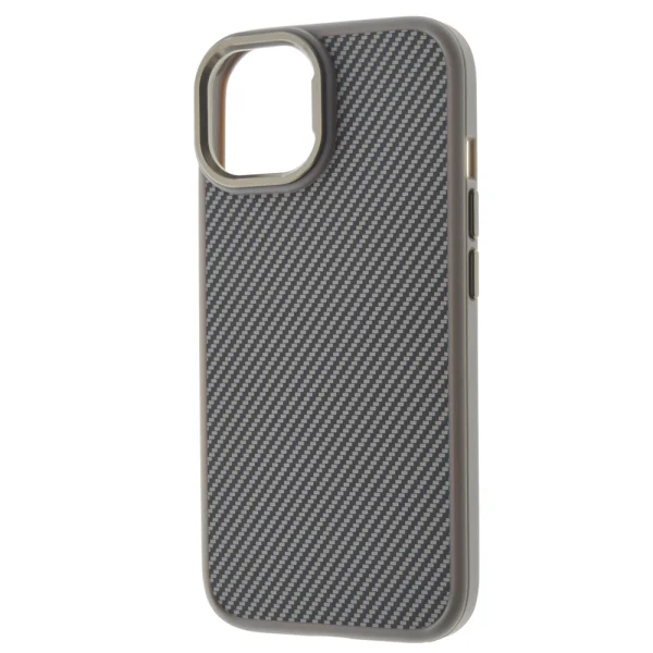 Удароустойчив калъф Premium Carbon за iPhone 15, Titanium сив 3
