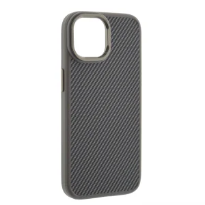 Удароустойчив калъф Premium Carbon за iPhone 15, Titanium сив 4