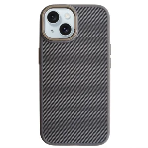 Удароустойчив калъф Premium Carbon за iPhone 15, Titanium сив