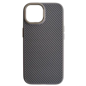 Удароустойчив калъф Premium Carbon за iPhone 15, Titanium сив 2