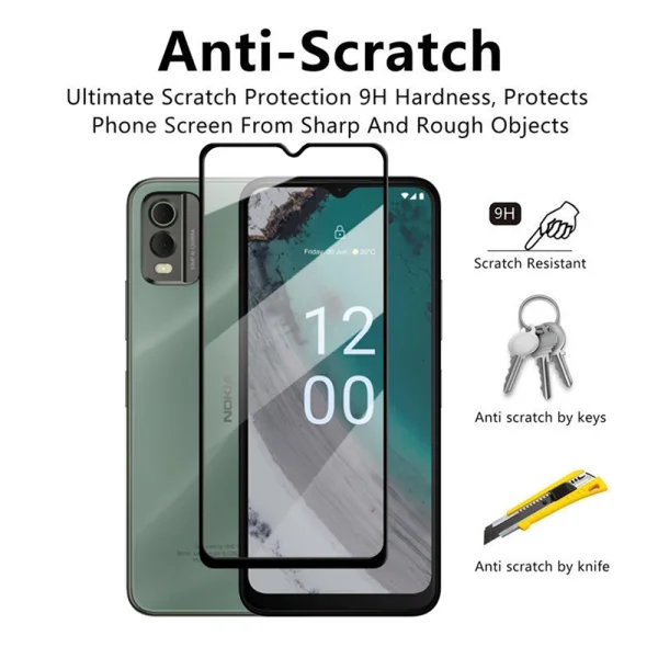 Стъклен Протектор OG Full Glue 5D за Nokia C32, Черен 2