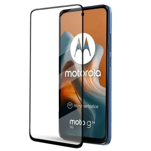 Стъклен Протектор OG Full Glue 5D за Motorola Moto G34, Черен 2