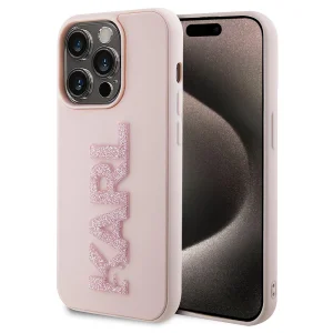 Калъф Karl Lagerfeld, 3D Rubber Glitter Logo Karl за IPhone 15 Pro Max, KLHCP15X3DMBKCP