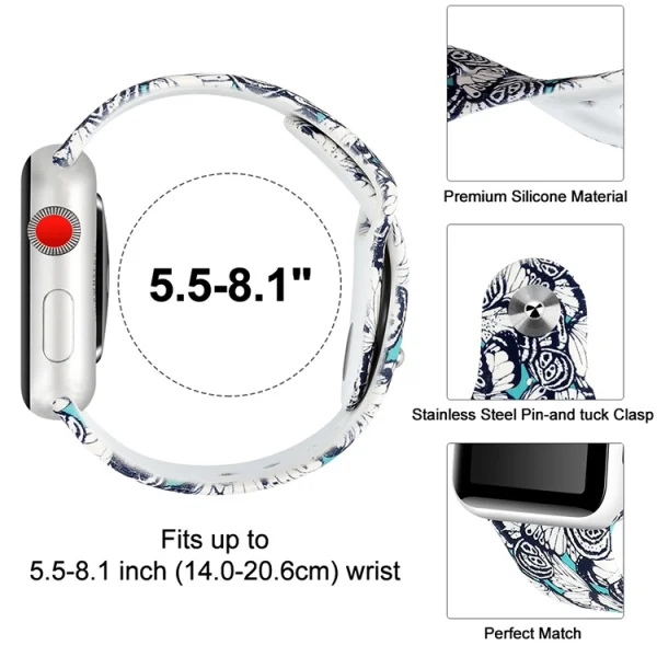 Silicone strap for Apple Watch Series 5 4 44mm / Series 3 2 1 42mm - Style E 3