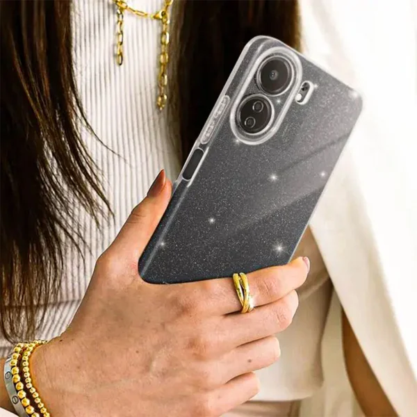 Силиконов калъф Crystal Glitter за Xiaomi Redmi 13C, 2mm, Прозрачен 3