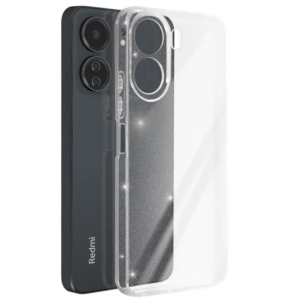 Силиконов калъф Crystal Glitter за Xiaomi Redmi 13C, 2mm, Прозрачен 1