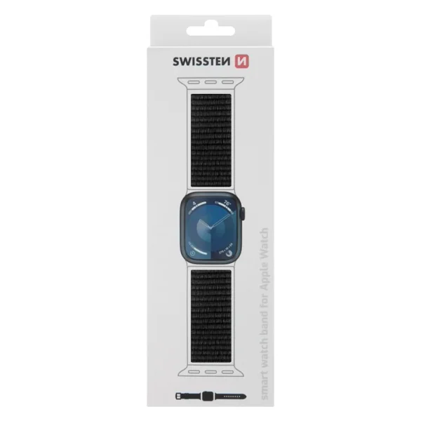 Universal Swissten Nylon Band for Apple Watch 38/40/41mm, Black 2