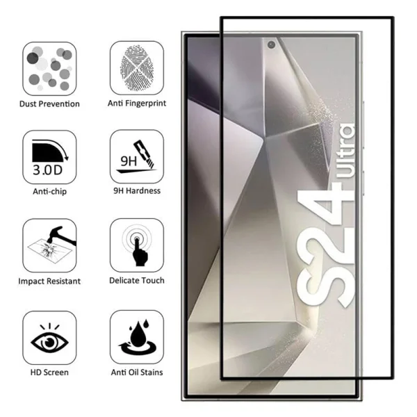 Стъклен протектор Veason 6D Pro Full Glue за Samsung Galaxy S24 Ultra, Черен 2