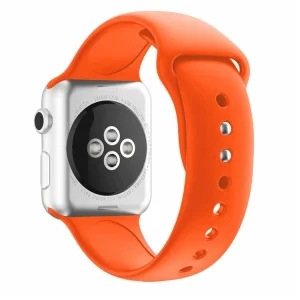 Silicone strap Dual Pin Buckle for Apple Watch Series 5 4 44mm, Series 3/2/1 42mm, Orange 3