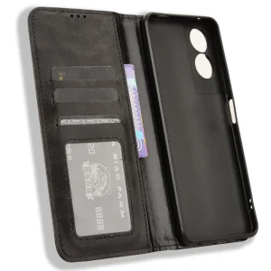 Leather Retro Book Case for TCL 50 5G, Black 5