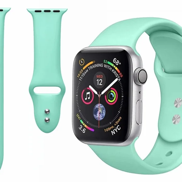 Силиконова каишка Dual Pin Buckle за Apple Watch Series 5 4 44mm, Series 3/2/1 42mm, Мента 1