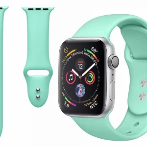 Силиконова каишка Dual Pin Buckle за Apple Watch Series 5 4 44mm, Series 3/2/1 42mm, Мента