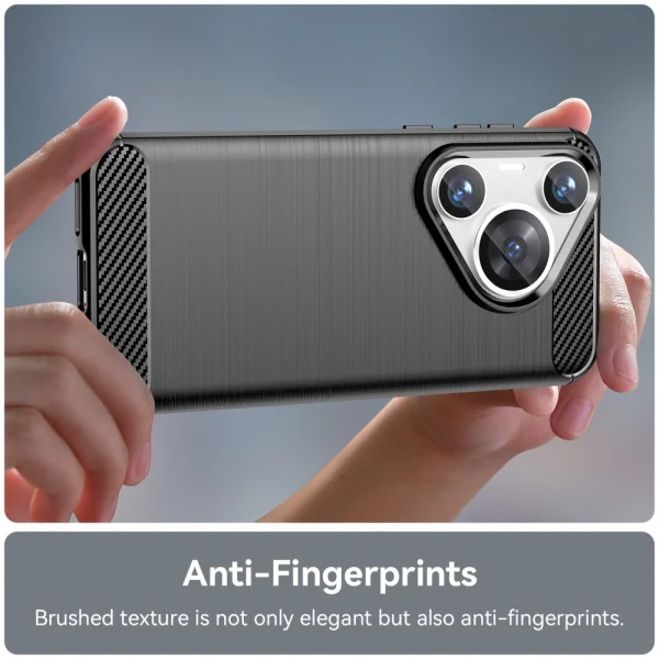 Силиконов Калъф Carbon Fibre Brushed за Huawei Pura 70 Pro / 70 Pro plus, Черен 4