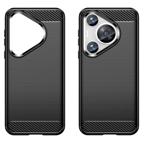 Силиконов Калъф Carbon Fibre Brushed за Huawei Pura 70 Pro / 70 Pro plus, Черен 2