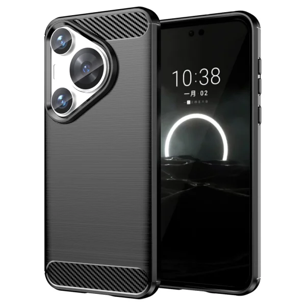 Силиконов Калъф Carbon Fibre Brushed за Huawei Pura 70 Pro / 70 Pro plus, Черен 1