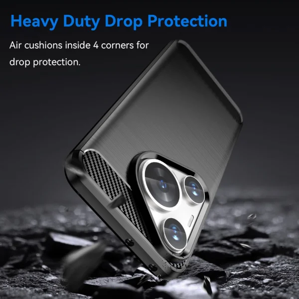 Силиконов Калъф Carbon Fibre Brushed за Huawei Pura 70 Pro / 70 Pro plus, Черен 3