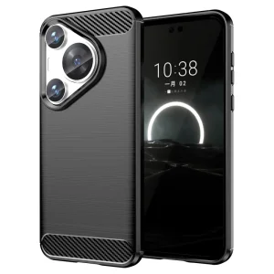 Силиконов Калъф Carbon Fibre Brushed за Huawei Pura 70 Pro / 70 Pro plus, Черен