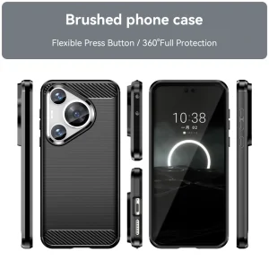 Силиконов Калъф Carbon Fibre Brushed за Huawei Pura 70 Pro / 70 Pro plus, Черен 6