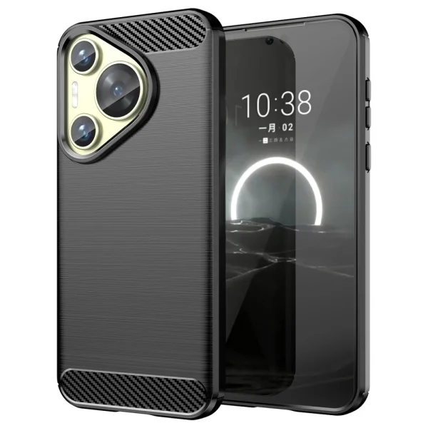 Силиконов Калъф Carbon Fibre Brushed за Huawei Huawei Pura 70, Черен 1