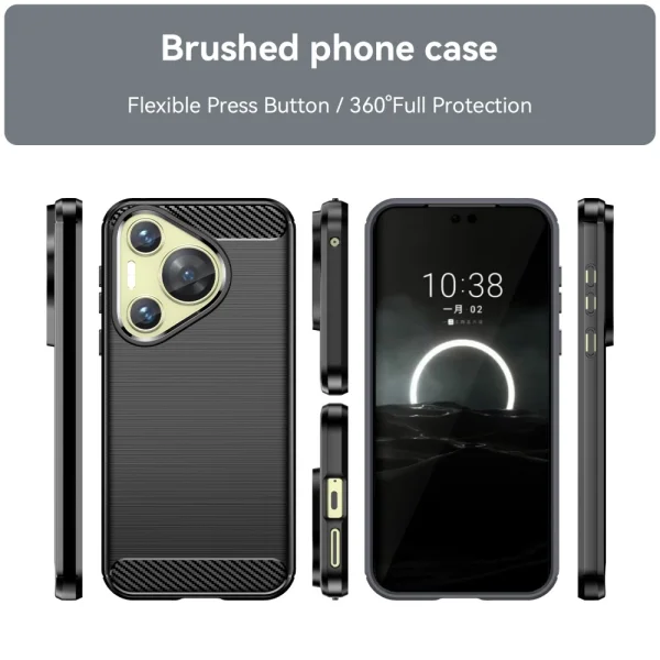 Силиконов Калъф Carbon Fibre Brushed за Huawei Huawei Pura 70, Черен 4
