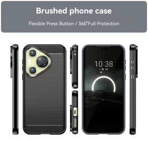 Силиконов Калъф Carbon Fibre Brushed за Huawei Huawei Pura 70, Черен 4