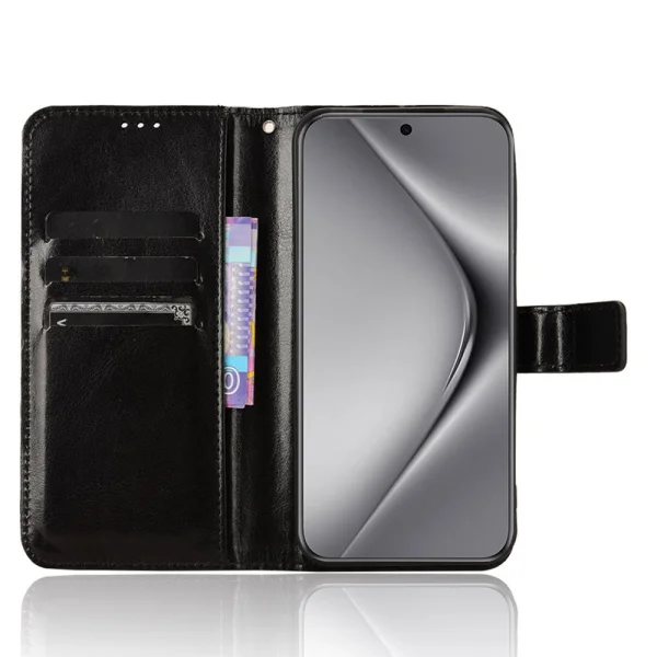Leather Wallet Flip Case for Huawei Pura 70, Black 2