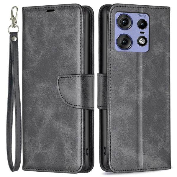 Калъф тефтер Leather Wallet за Motorola Edge 50 Pro 5G, Черен 1