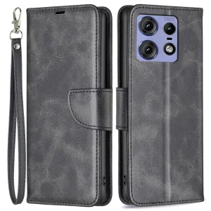 Калъф тефтер Leather Wallet за Motorola Edge 50 Pro 5G, Черен