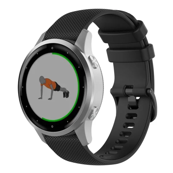 Silicone Strap 18mm for Garmin vivomove 3S/vivoactive 4S/Forerunner 255S, Black 2