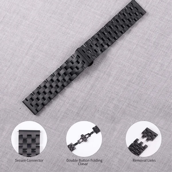 Метална каишка 18mm за Garmin vivomove 3S/vivoactive 4S/Forerunner 255S, Черен 2