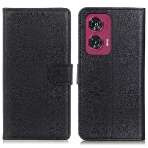 Калъф Тефтер Litchi Texture за Motorola Edge 50 Fusion, Черен