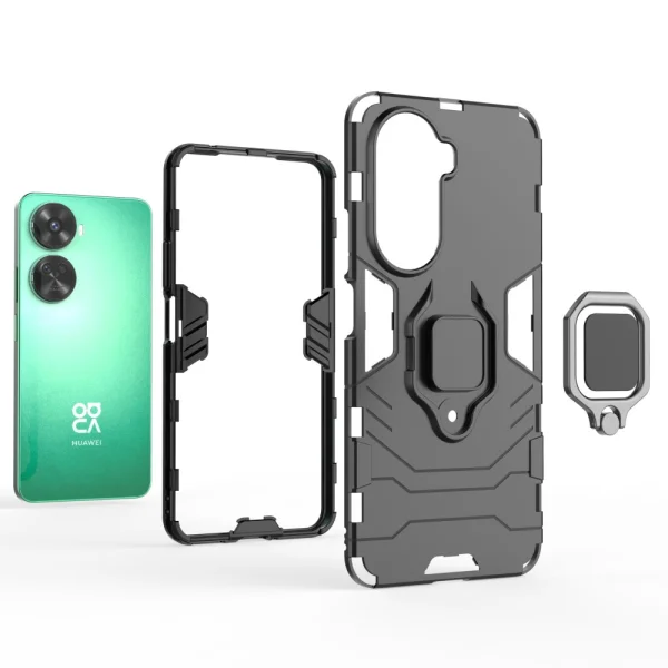 Удароустойчив Калъф Kickstand Ring за Huawei Nova 11 SE и nova 12 SE, Черен 3