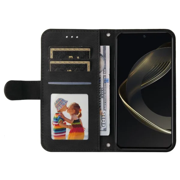 Калъф тефтер Leather Wallet за Huawei nova 11 SE и nova 12 SE, Черен 2
