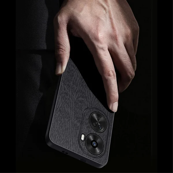 Удароустойчив калъф Wood Leather за Huawei nova 11 SE и nova 12 SE 4G, Черен 2