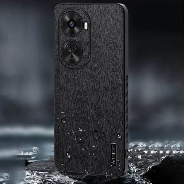 Удароустойчив калъф Wood Leather за Huawei nova 11 SE и nova 12 SE 4G, Черен 3