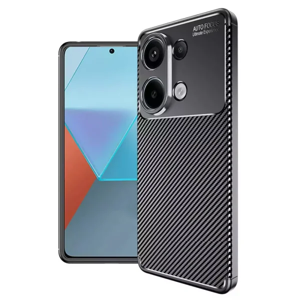 Silicone Case Carbon Fibre Texture for Xiaomi Redmi Note 13 4G, Black 1