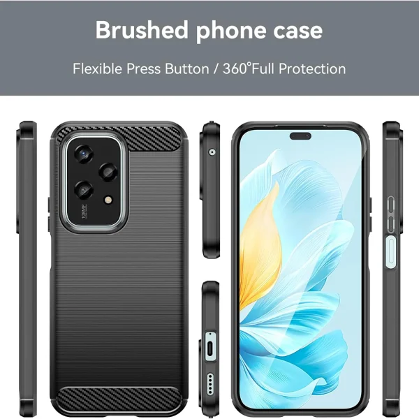 Силиконов Калъф Techsuit Carbon Fibre Brushed за Huawei Honor 200 Lite, Черен 2